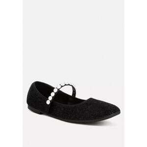 NEW RAG COMPANY women's pearl embellished ballerina flats in black